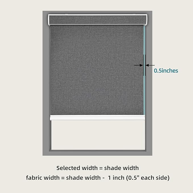 Changshade Custom Size Cordless Roller Shades with Valance, Blackout Roller Shades for Windows Roll-up Fabric Blinds with Thermal Insulated for French Door, Easy Installation Deep Grey