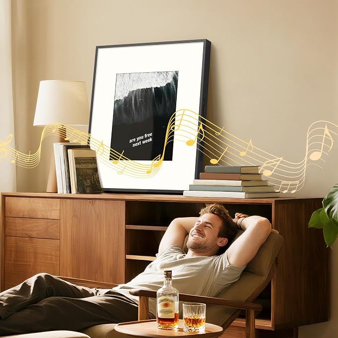 Dragon Touch Music Frame Bluetooth Speaker & Wi-Fi Digital Picture Frame, Hi-Fi 6-Speaker Wall-Mount or Tabletop Art Frame, Dynamic Lyrics Display for Home Decor, Supports Spotify & Apple Music