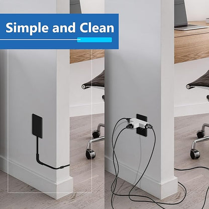 LIDER Outlet Extender with 3 Receptacles, 21W USB Type-A, and 2 USB Type-C, Ultra-Thin Wall Plate Plug with Cord Extender, 3-Outlet Power Strip, Flat-Face, Slim Design, ETL-Listed, 3ft Cord, Black