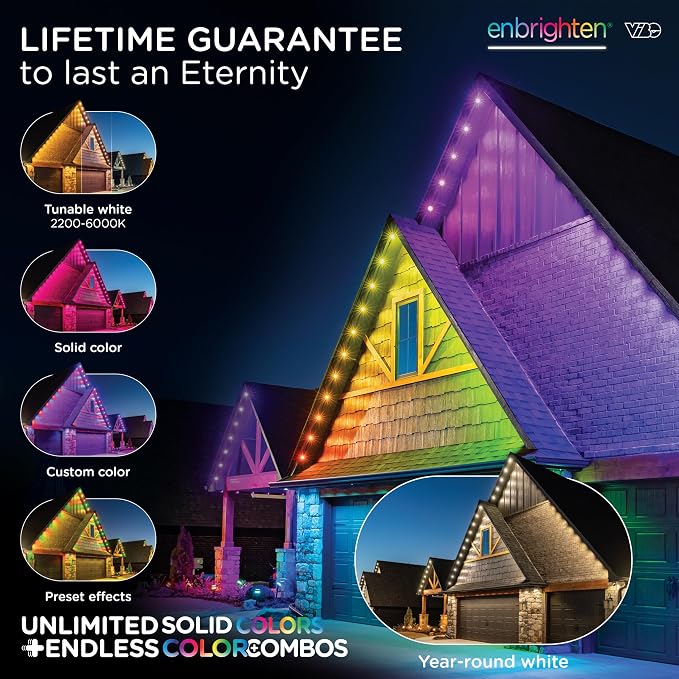 Enbrighten Eternity Permanent Outdoor Lights, 32 Lights, Smart, 50ft (Pack of 2)