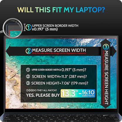 Peslv Magnetic Laptop Privacy Screen 13.4 & 13.3 inch for 16:10 Computer Monitor, 13" Removable Anti Glare Protector Blue Light Filter Shield Compatible with Lenovo Hp Dell Acer Asus Thinkpad Envy Xps