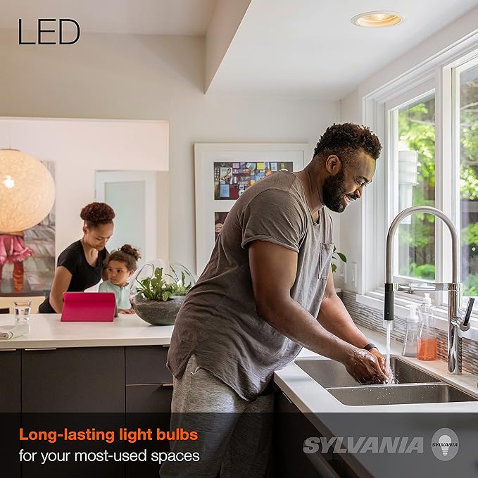 Sylvania LED Flood Light Bulb, BR30, 65W Equivalent, Efficient 9W, Dimmable, 10 Year, 650 Lumens, 3500K, Bright White - 2 Pack (78029)