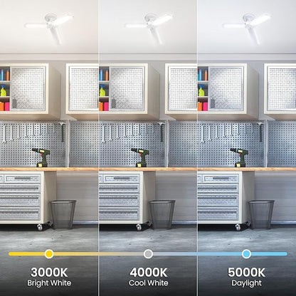 Feit Electric LED Garage Light, Multiple Adjustable Panels, E26 Base, Ideal for Garage, Workshop, Shed, 25,000-Hour Lifetime