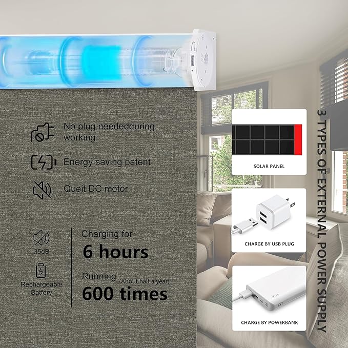 Bringnox Motorized Blinds with Remote,100% Blackout Smart Roller Blinds Compatible with Apple Homekit Google Home and Alexa Via HUB,and Customized (Crimp Toffee-23)