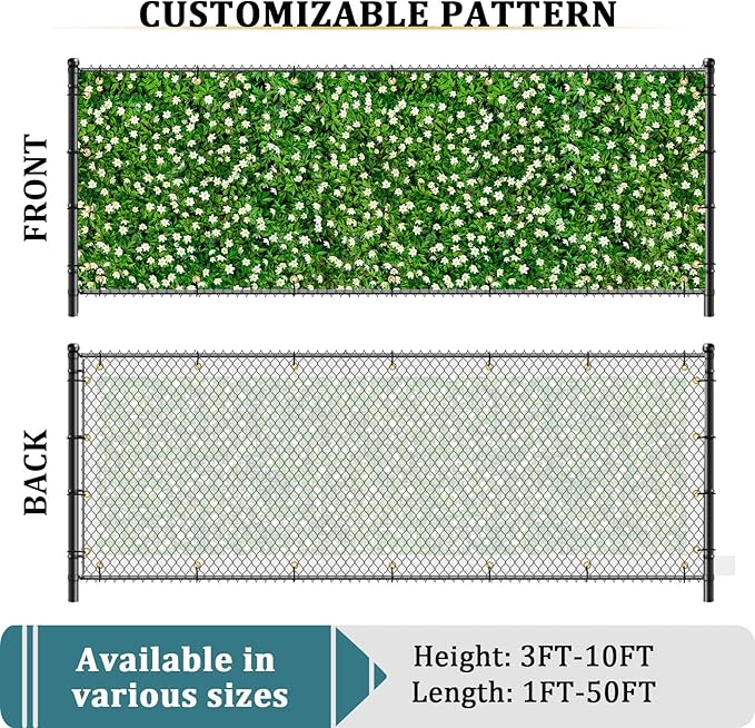 Shade&Beyond Custom Design Privacy Fence Screen, Full-Color Printed PVC Mesh Fence Cover with UV and Weatherproof for Garden, Balcony, Backyard, Patio