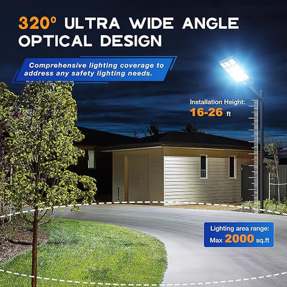OKPRO 8000W Solar Street Light Outdoor, IP66 Waterproof Solar Lights Outdoor with Motion Sensor & Remote, Dusk to Dawn Commercial Security Lighting for Parking Lot, Yard, Farm, Driveway (2 Pack)