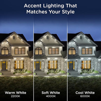 Enbrighten Accent Permanent Outdoor Lights, 50ft, 12 Lights, Smart | White Cord, RGBWIC LEDs, Weatherproof, Cuttable, Link to 200ft, Christmas, App Control, Works with Alexa & Google Home
