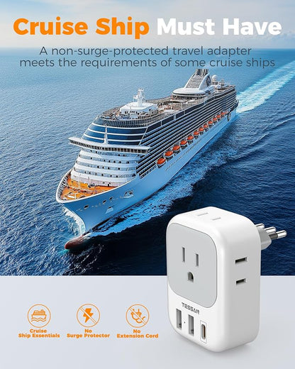 TESSAN Italy Travel Plug Adapter, Type L Plug 2 Pack