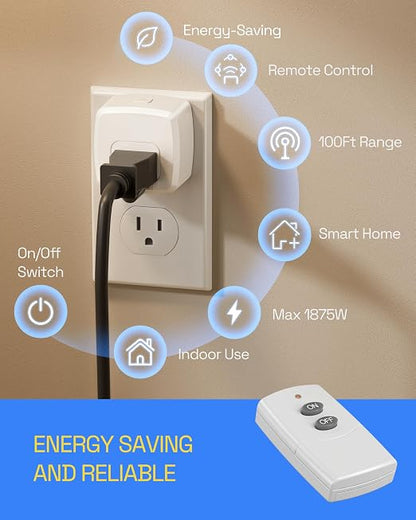 HBN Remote Control Outlet Plug Remote Switch Outlet