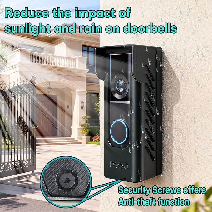 Anti-Theft Angle Adjustable Doorbell Coverd Mount Bracket for Ring Wired Doorbell Pro (Newest Model) 4K 2025 Release, Both Drill & No Drill Aavailable with Security Screws (Covered)
