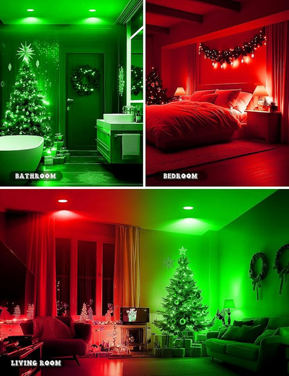 JandCase BR30 Christmas Light Bulbs, E26 Base Christmas Red and Green Indoor Flood Light Bulbs, Red Green Flood Light Bulbs for ChristmasDecoration,11W(65W Equivalent),Not-Dimmable, 2 Pack