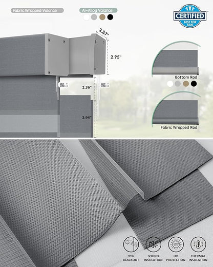 Yoolax Motorized Matter Zebra Blinds Compatible with Alexa, Google Home, Apple HomeKit, Blackout Smart Blinds, Privacy Light Control Horizontal Window Blind for Home (100% Blackout Mesh Silver)