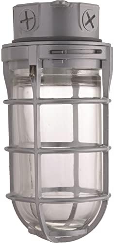 Lithonia Lighting Jelly Jar Light Fixture, Incandescent Utility Vapor Tight Ceiling Lamp, Industrial Style Wall Light for Indoor and Outdoor Use, 150W, 120V, Includes Junction Box, Grey (VC150I M12)