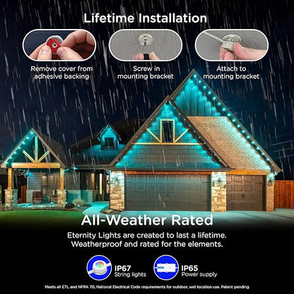 Enbrighten Vibe Eternity Permanent Outdoor Lights, 50ft, 36 RGBWIC LEDs, Smart Everyday Accent Lights, IP67 Waterproof, Works with Alexa, Google Home, White, 81102