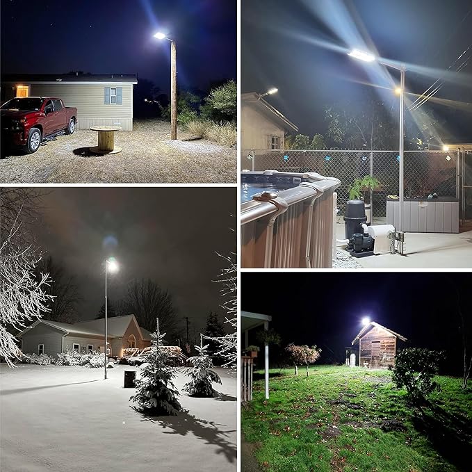 OKPRO 9000W Solar Street Lights Outdoor, IP66 Waterproof Commercial Solar Powered Flood Light with Motion Sensor & Remote, Dusk to Dawn Security Lighting for Yard, Farm, Parking Lot, Garage, Fence