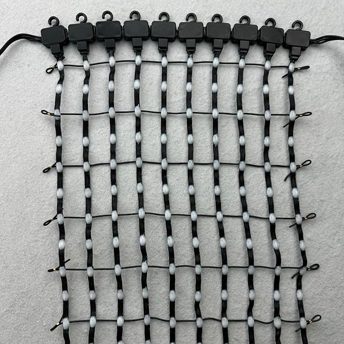 DC12V 25mm Pitch Black Wire Addressable RGB Smart LED Pebble/Seed Flexible Matrix Grid Screen Lights P67 10 Pixels(25cm) Wide(10 Pixel X 40 Pixel)