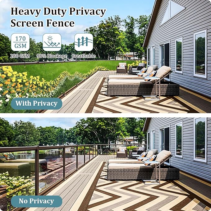 Shade&Beyond Custom Design Privacy Fence Screen, Full-Color Printed PVC Mesh Fence Cover with UV and Weatherproof for Garden, Balcony, Backyard, Patio