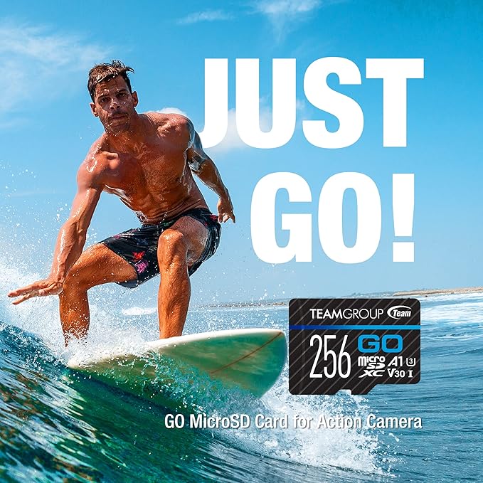 TEAMGROUP GO Card 256GB x 5 Pack MicroSDXC UHS-I U3 V30 4K for Action Cameras & Drone High Speed Flash Memory Card with Adapter for Outdoor Sports&Vlog, 4K Shooting,GoPro&Insta360&DJI TGUSDX256GU363