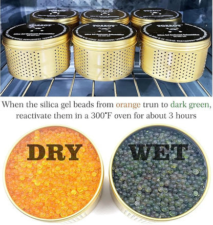 Gun Safe Dehumidifier, Moisture Absorber, 200g Small Silica Gel Desiccant Canister for Gun Cabinets & Safes, Aluminum Shell, Reusable