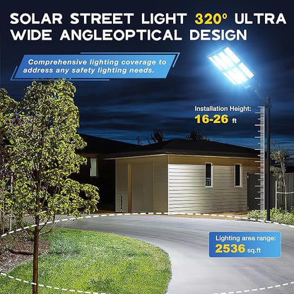 OKPRO 9000W Solar Street Lights Outdoor, IP66 Waterproof Commercial Solar Powered Flood Light with Motion Sensor & Remote, Dusk to Dawn Security Lighting for Yard, Farm, Parking Lot, Garage (2Pack)