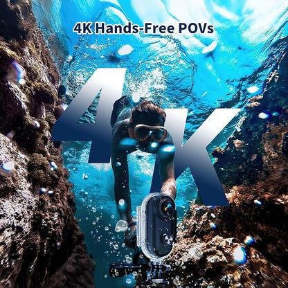 4K Mini Body Camera, Wearable Action Body Cam, Sports Action Camera，Thumb Size Hands-Free Recording Body Worn Camera, Premium Portable Camcorder Mount Anywhere for Work, Travel,Fishing(Black-128G)
