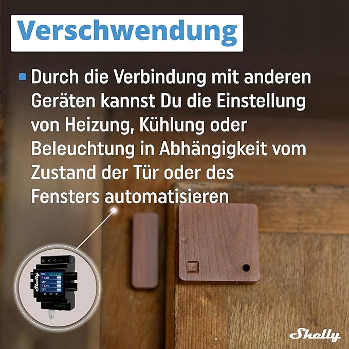 Shelly Blu Door/Window Brown | Bluetooth Operated Sensor | Home Automation | iOS Android App | Alexa & Google Home Compatibility | Lux and Tilt Angle Measurement | Set Custom Activation Scenes