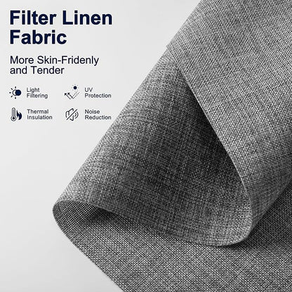 BERISSA Motorized Blinds with Remote,Light Filtering Smart Blinds for Windows,Linen Fabric,Remote Control,Thermal Insulated Automatic Blinds,Electric Blinds with USB/Solar Pannel.Linen Grey