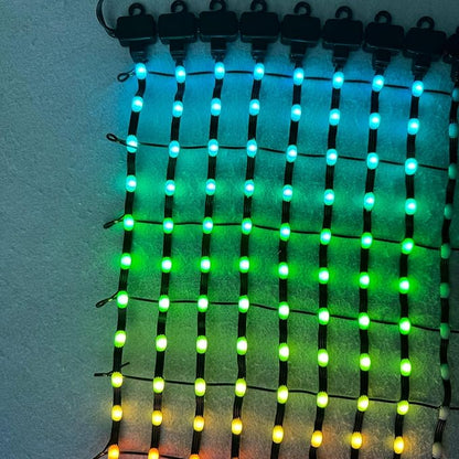 DC12V 25mm Pitch Black Wire Addressable RGB Smart LED Pebble/Seed Flexible Matrix Grid Screen Lights P67 10 Pixels(25cm) Wide(10 Pixel X 40 Pixel)