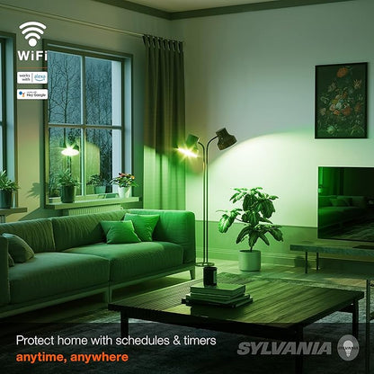 Sylvania WiFi LED Smart A19 RGBW Color and Amber Finish Filament Light Bulb, 7W Efficient, for Alexa/Google Assistant, 2000K, No Hub Required, Clear - 1 Pack (75807)