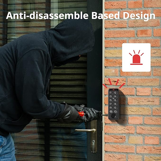 SwitchBot Fingerprint Smart Lock for Existing Deadbolt with Keypad Touch and Hub Mini – Keyless Entry, Password & NFC Card, Auto-Lock, App Control, Alexa Siri Google Compatible