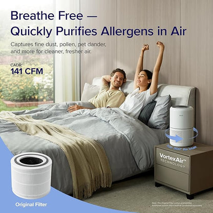 LEVOIT Core 300 Purifier with Replacement Filter - HEPA Air Cleaner Eliminates Allergens for Bedroom, Pets, Smokers In 1095 Sq.Ft Coverage. 24db Quiet Operation and Auto Mode.