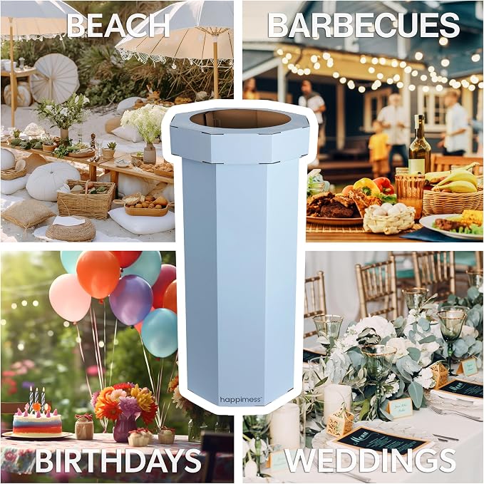 happimess Fleur 25 Gal Trash Can Bin, Tide Pool Blue, Set of 2