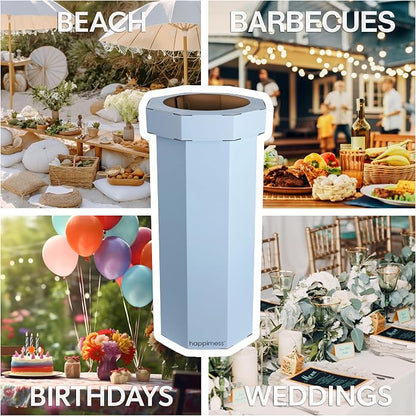 happimess Fleur 25 Gal Trash Can Bin, Tide Pool Blue, Set of 2