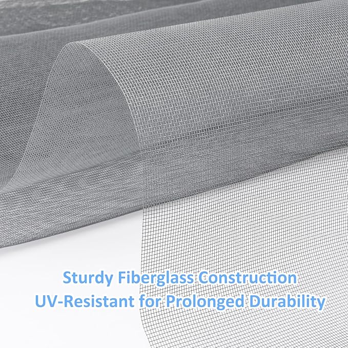 Window Screen Mesh, Fiberglass Window Screen, Screen Door Mesh, Windows Screens and Screen Door Replacement, Patio Screen Mesh (Gray, 48inches x100feet)