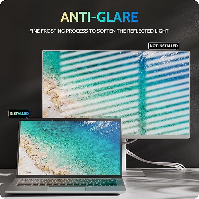 Peslv Magnetic Laptop Privacy Screen 16"&16.1" for 16:9 Computer Monitor, Removable Anti Glare Protector Blue Light Filter Shield Compatible with Lenovo Hp Dell Acer Asus Thinkpad Envy Xps