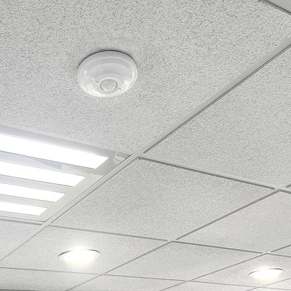 Maxxima Ceiling Mount 360 Degree PIR Occupancy Sensor - Hard-Wired Motion Sensor, LED Compatible, Commercial or Residential Automatic Sensing Solution for Indoor Use at Max Height 15ft, 120-277V