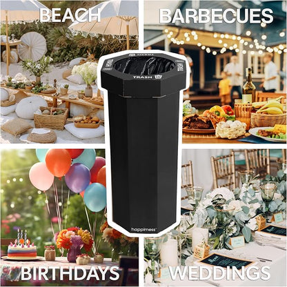 happimess Fleur 25 Gal Trash Can Bin, Charcoal Black, Set of 2