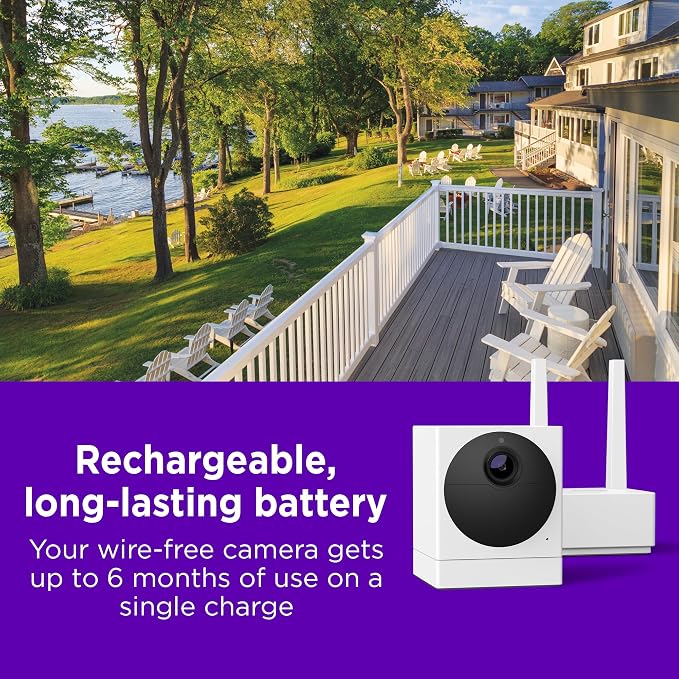 Roku Outdoor Camera for Home Security - IP65 Weather Resistance Wireless Security Camera with 1080p HD Night Vision, Works with Alexa & Google, Motion Detection - 90-Day Subscription Included, White