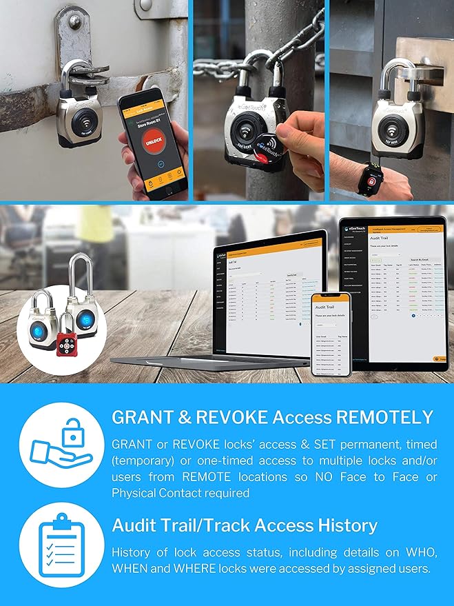 eGeeTouch Intelligent Access Management System to Access & Manage Padlocks & Users, Grant & Revoke Access REMOTELY and Track Access History | 1 Year Subscription (Starter Plan) | 14 Days Free Trial