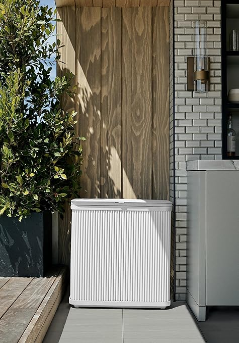 Veradek Tambour Series Outdoor Trash Can with Lid – All-Weather Waste Bin for Patio, Pool, BBQs & Parties | Durable Dual Bag System up to 30 Gallons | Modern Design for Backyard or Deck