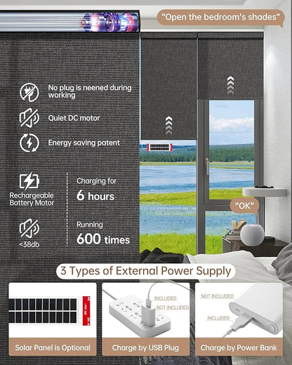 Kincmo Motorized Blinds with Remote, Light Filtering Roller Shades Work with Apple Homekit,Alexa,Google Home, Custom Electric Blinds with App,Voice Control (75% Blackout Classic Shadow)