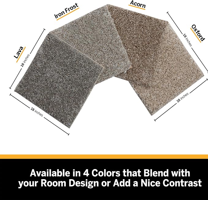 Smart Squares Easy Street Premium Plush Carpet Tiles, Made in USA – 18x18 Peel and Stick Floor Tiles with Attached Padding – Seamless DIY Carpet Squares (22.5 Sq Ft, Pack of 10, 909 Lava)