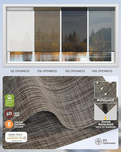 Yoolax Motorized Solar Shades Light Filtering Motorized Blinds with Remote Smart Blinds Work with Alexa, Google, Flame Retardant Roller Shades for Windows, Customized (3% Openness Minty Oat Latte)