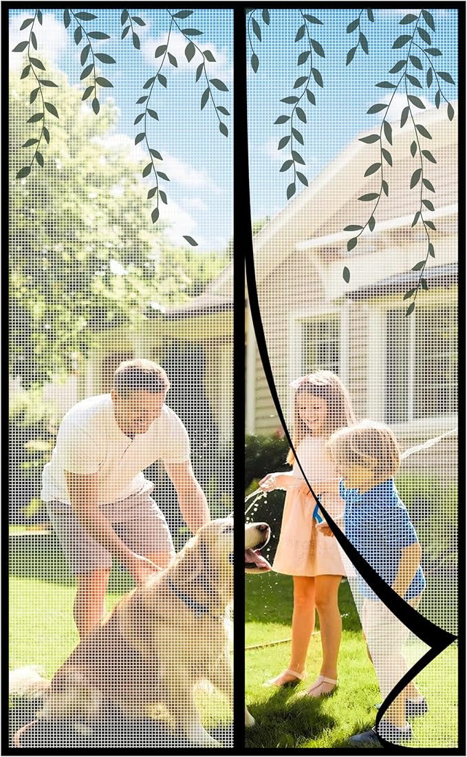 Magnetic Screen Door，Screen Door Mesh，Keep Bugs Out, Heavy-Duty Mesh Curtain,Pet and Kid Friendly, Works with Front Doors, Sliding Doors