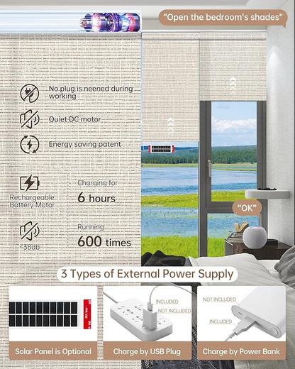 Kincmo Motorized Blinds with Remote, Light Filtering Roller Shades Work with Apple Homekit,Alexa,Google Home, Custom Electric Blinds with App,Voice Control (75% Blackout Classic Warm)