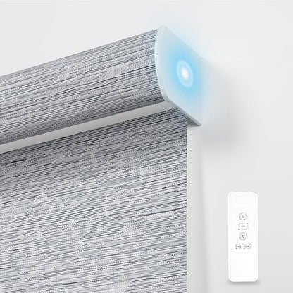 BERISSA Motorized Blinds, Blackout Smart Blinds, Jacquard Fabric, Remote Control, Thermal Insulated, UV Protection, Alexa & Google Home Compatible, Custom Size, Maze Grey