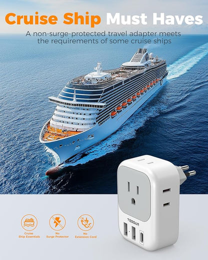 TESSAN Brazil Plug Adapter 2 Pack, 7 in 1 US to Brazil Power Adapter