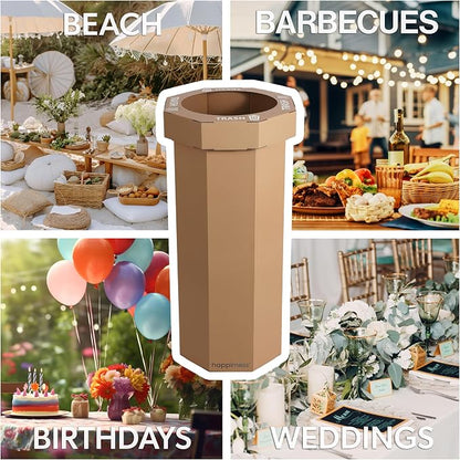 happimess Fleur 25 Gal Trash Can Bin, Brown, Set of 2