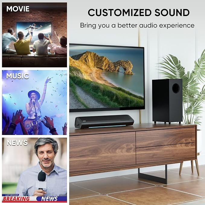 Saiyin Sound Bar with Subwoofer, Home Theater Surround System for TV PC