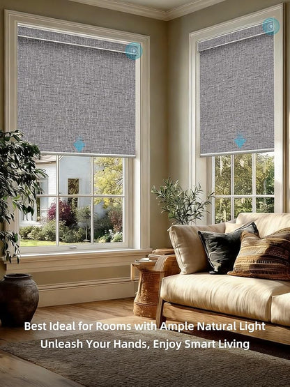 SmartWings Motorized Smart Blinds with Remote, Custom Automatic 100% Blackout Roller Shade Compatible with Alexa/Homekit/Google, Electric Smart Blinds for Indoor Windows, Safari Midnight